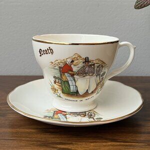 Liverpool Road Pottery Fine Bone China Teacup & Saucer Souvenir of Wales Neath